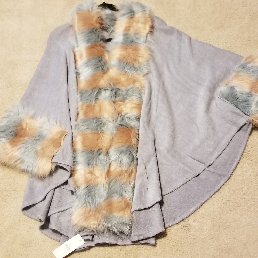Fur trim cape